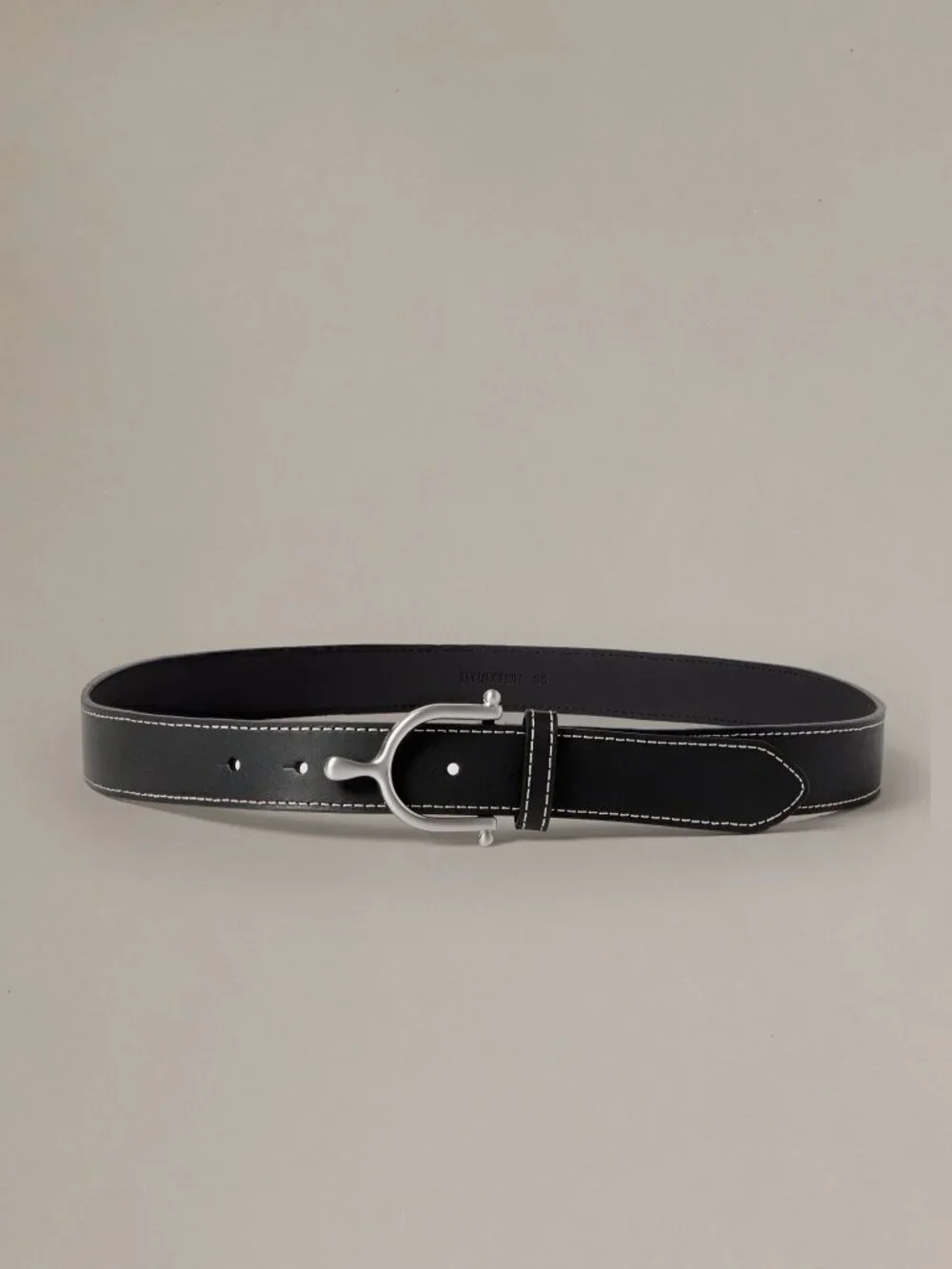 J McLaughlin Leather Spur Buckle Belt - Black NEW